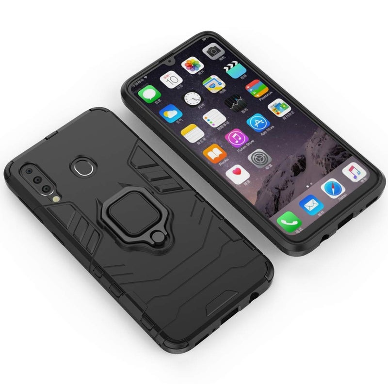 MaiJin Compatible with Samsung Galaxy M30, Galaxy A40s Case, Metal Ring Grip Kickstand Shockproof Hard Bumper (Works with Magnetic Car Mount) Dual Layer Rugged Cover (Black) - Image 3